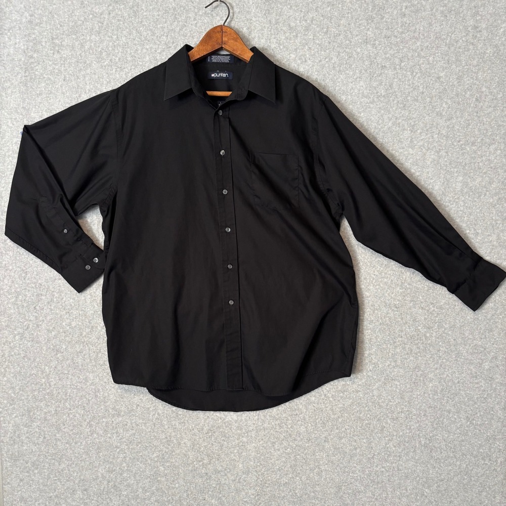 Puritan Men's L Long Sleeve Button‎ Down Black Wrinkle Free Dress Shirt 16-16.5